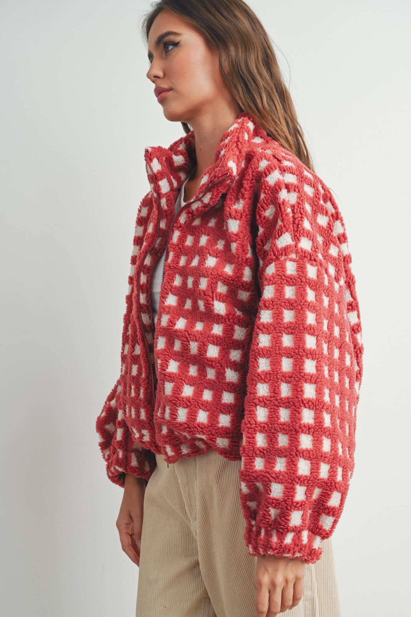 Sherpa Jacket in Red Multi