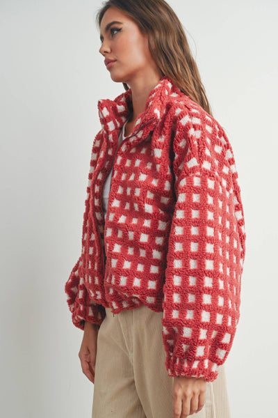 Sherpa Jacket in Red Multi