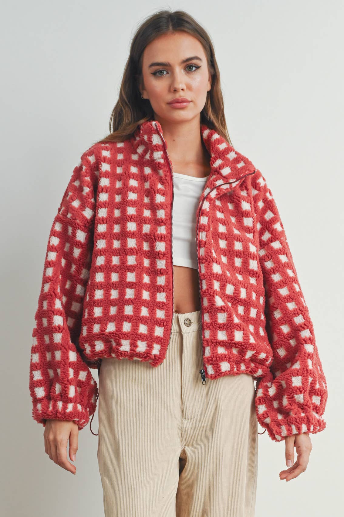 Sherpa Jacket in Red Multi