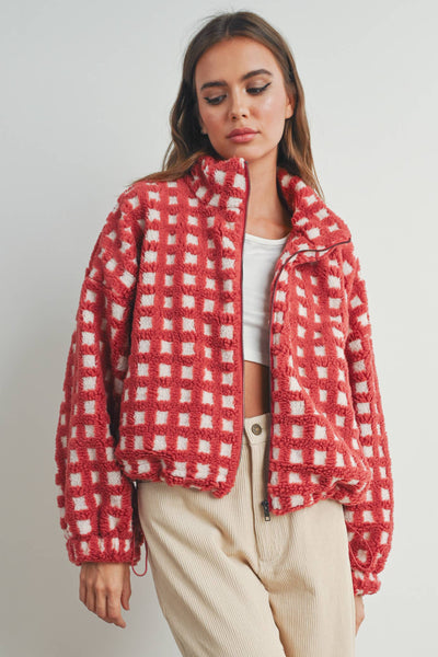 Sherpa Jacket in Red Multi