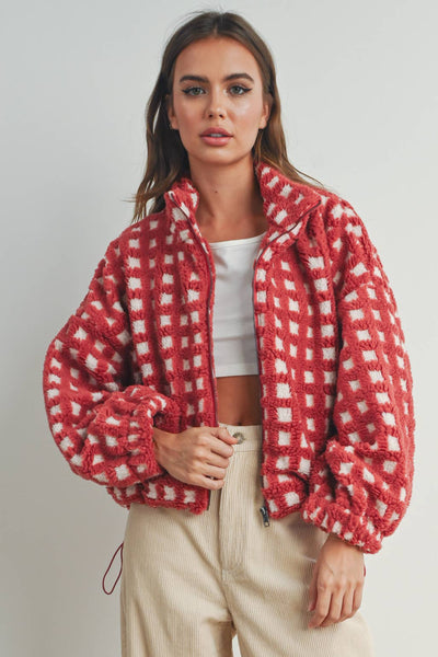 Sherpa Jacket in Red Multi