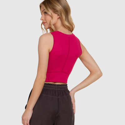 Corset Rib Tank Top in Mulberry