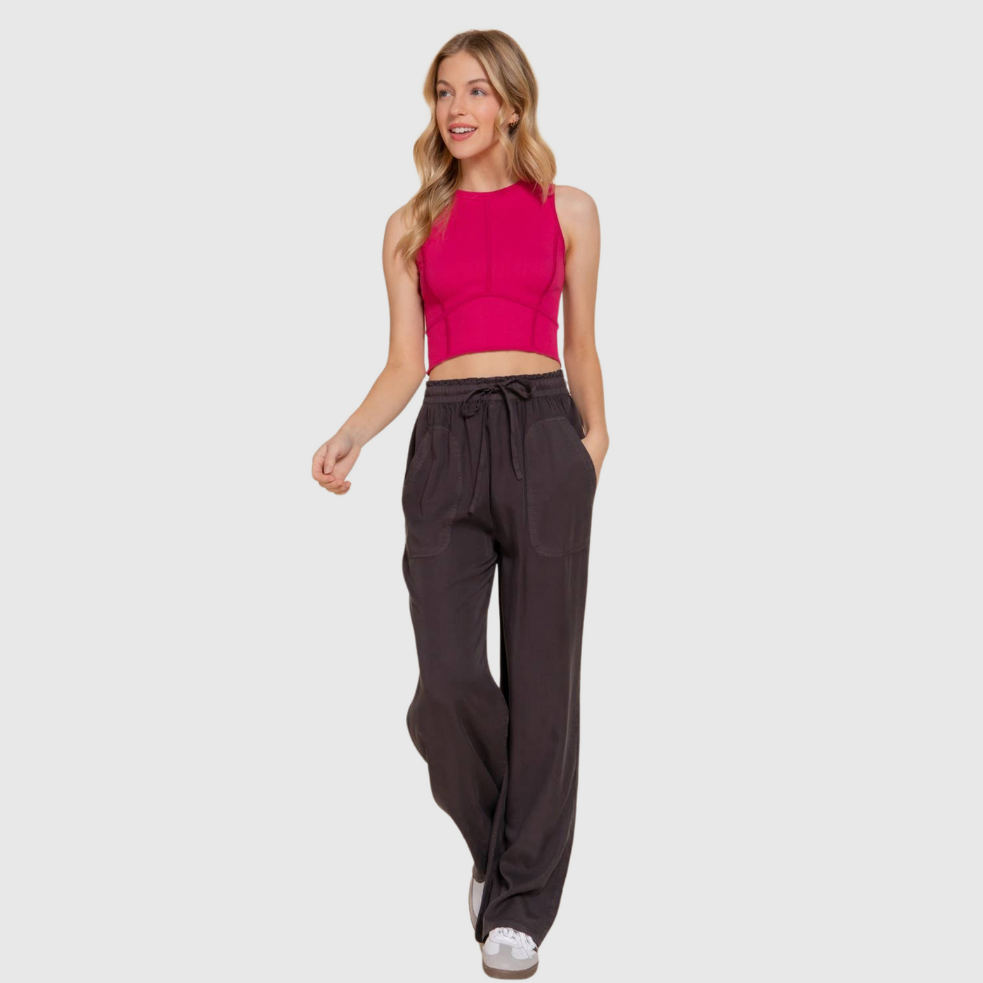 Corset Rib Tank Top in Mulberry