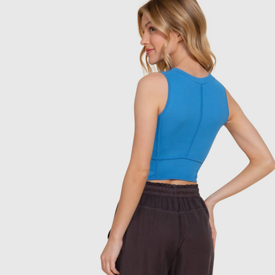 Corset Rib Tank Top in Blue