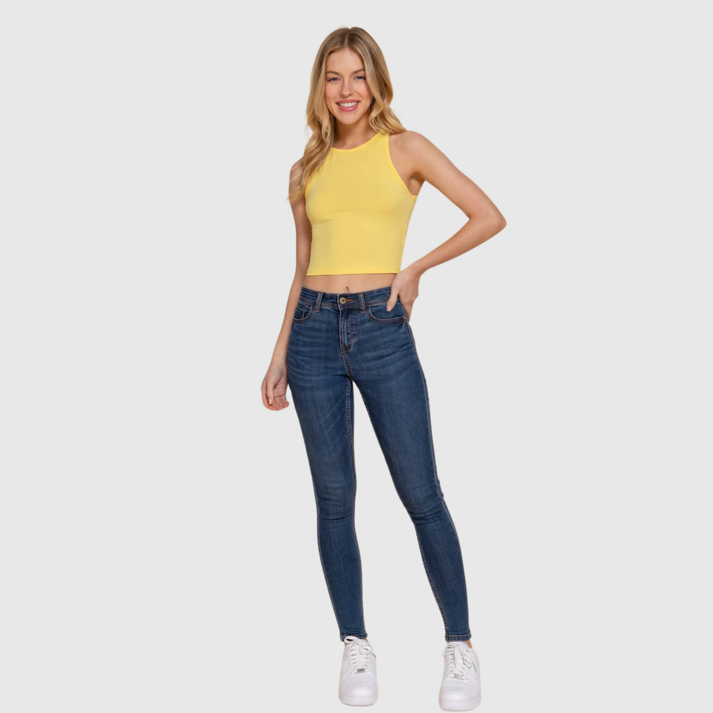 Halter Neck Crop in Light Yellow