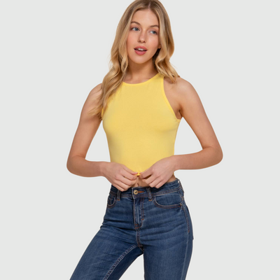 Halter Neck Crop in Light Yellow