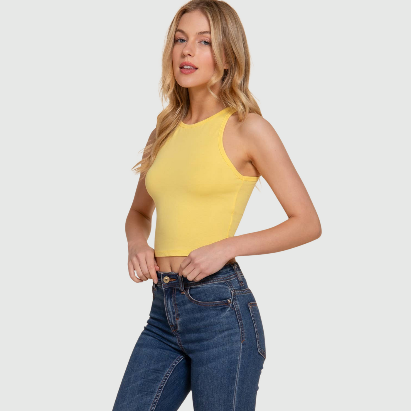 Halter Neck Crop in Light Yellow