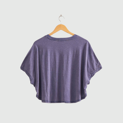 Boxy Cropped Tee in Dusty Indigo