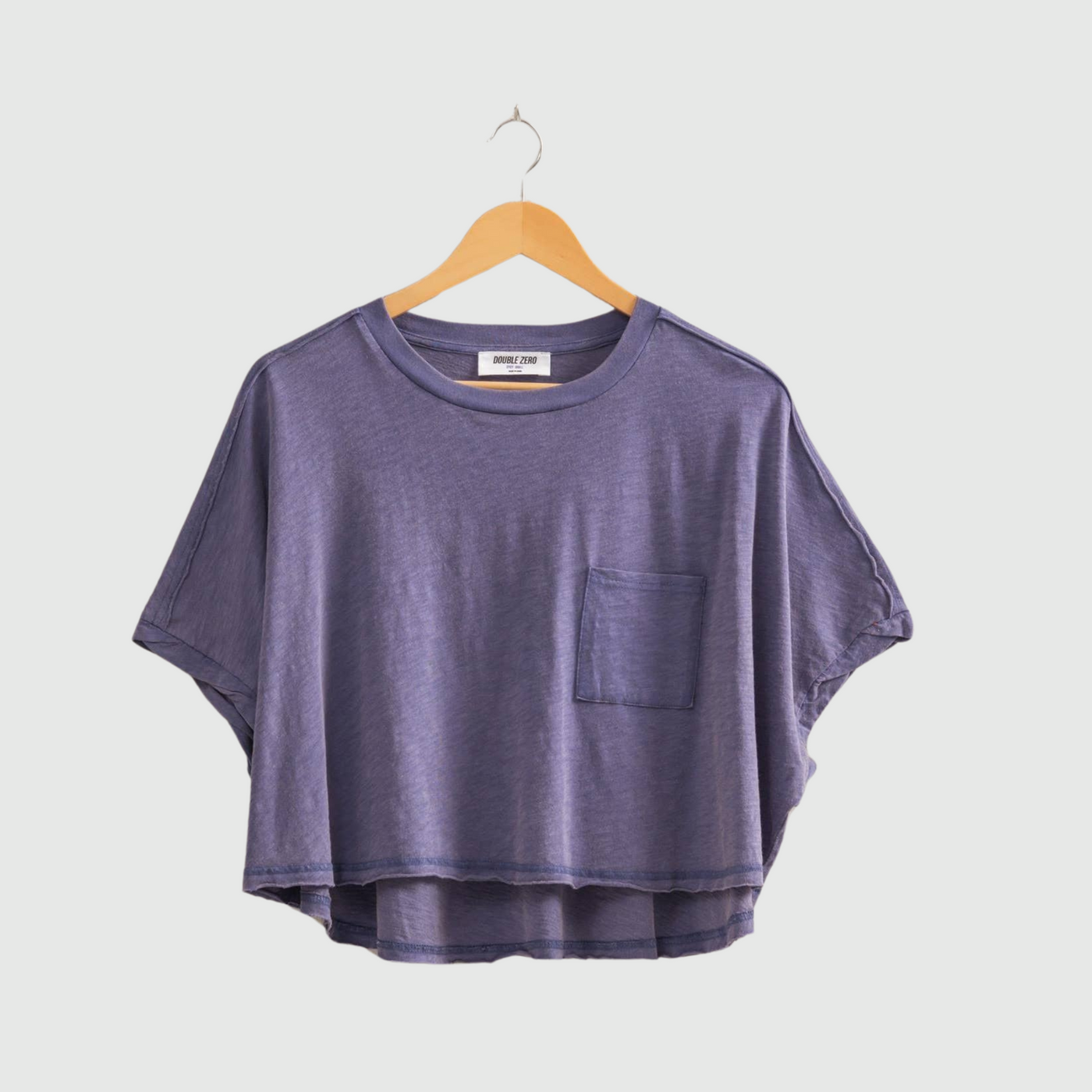 Boxy Cropped Tee in Dusty Indigo