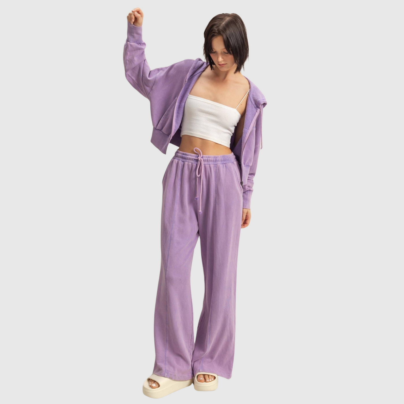 Wide Leg Sweatpants in Wisteria