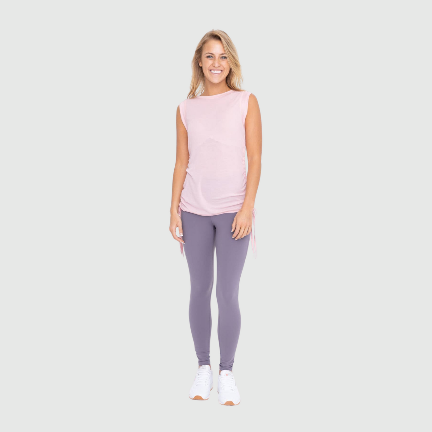 Side Cinch Muscle Tank in Rose