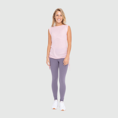 Side Cinch Muscle Tank in Rose