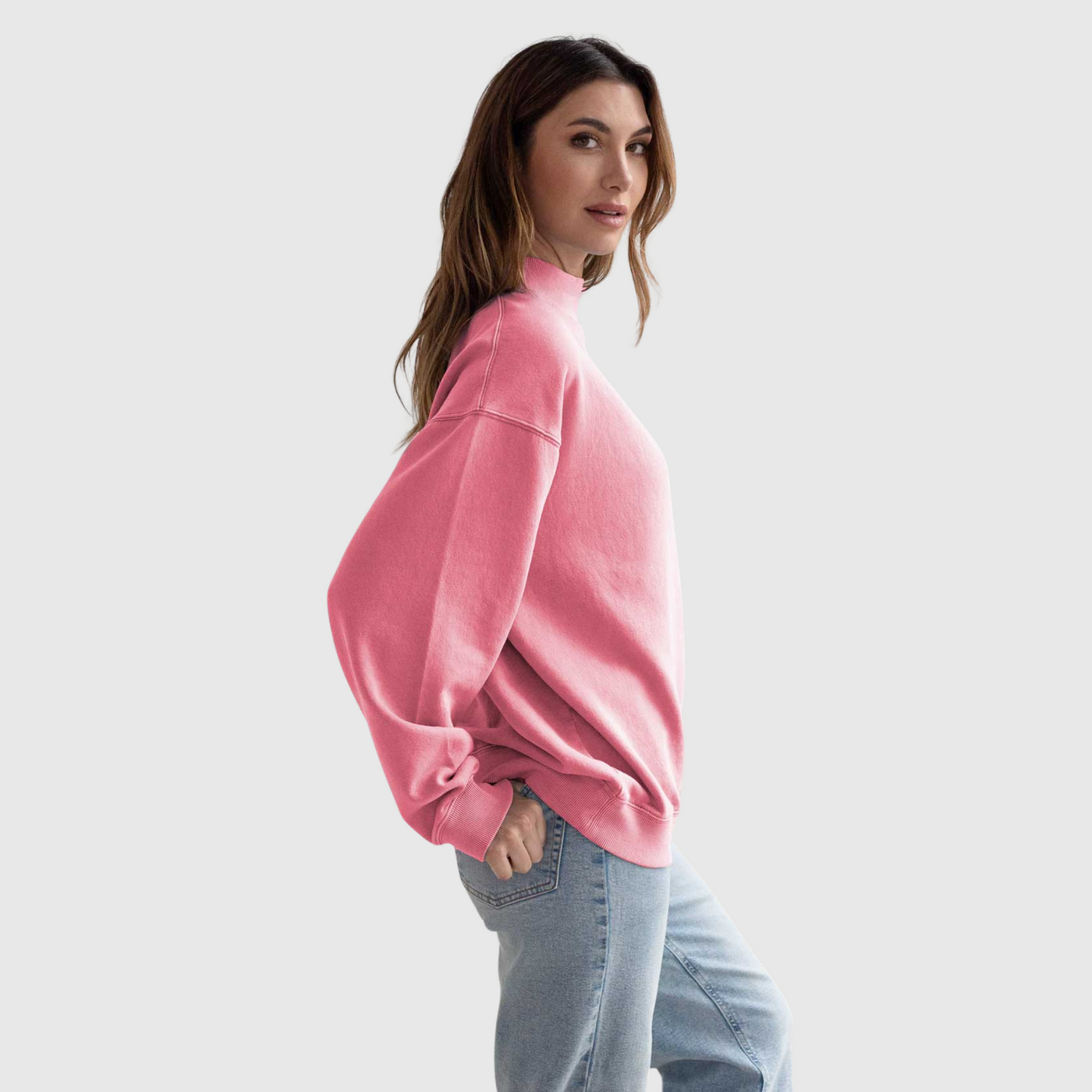 Nantucket Mock Neck in Hibiscus