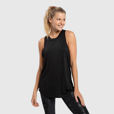Raw Edge Flow Tank in Black
