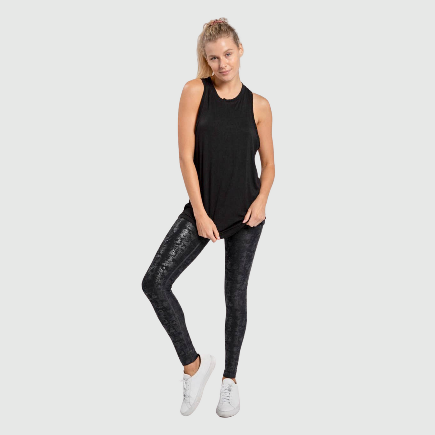 Raw Edge Flow Tank in Black