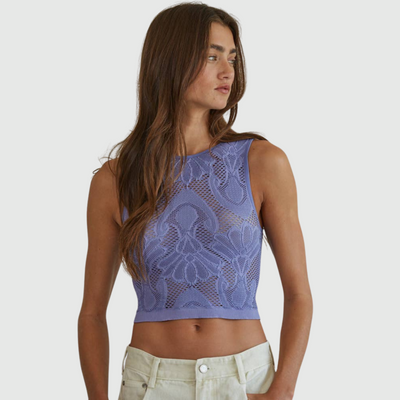 Knit Jacquard Tank Top in Periwinkle