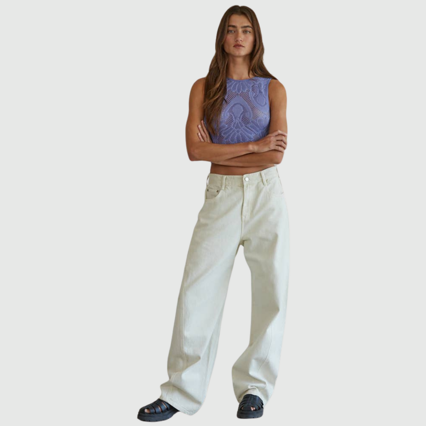 Knit Jacquard Tank Top in Periwinkle