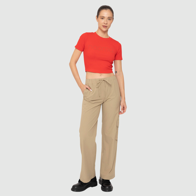 Ribbed Cropped Tee in Cherry