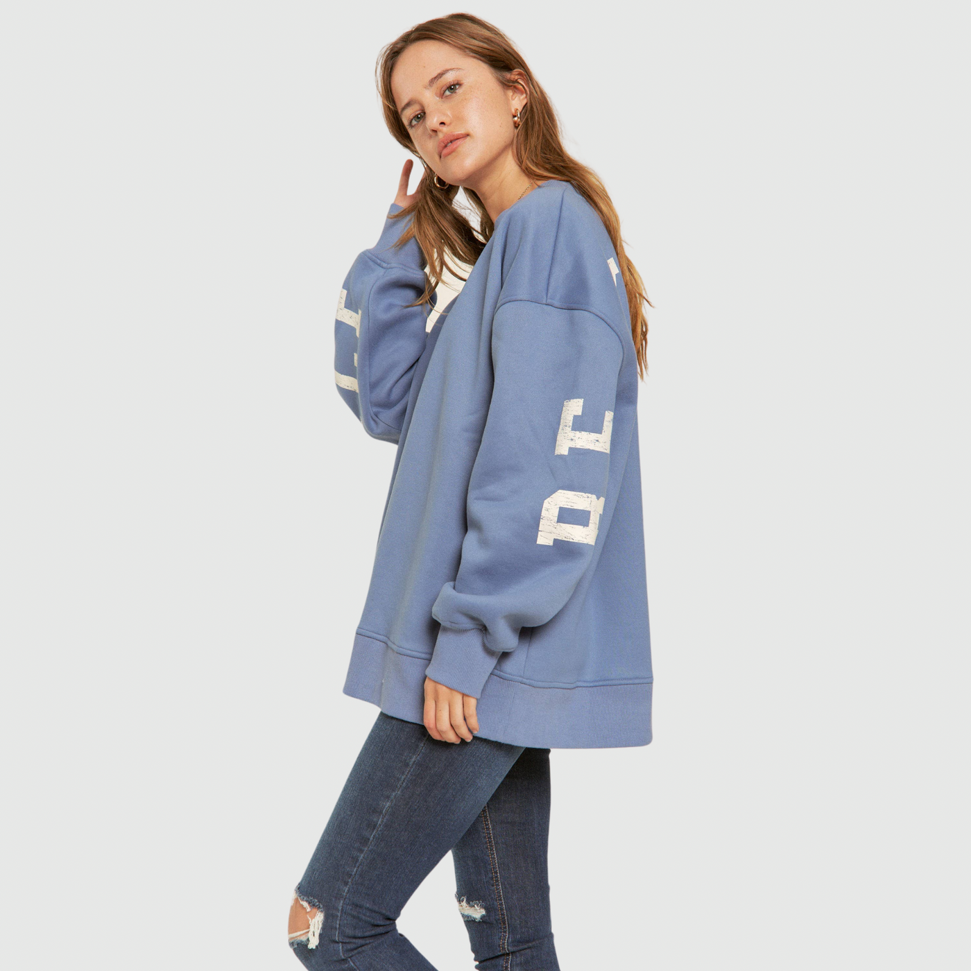 Be Yourself Oversized Sweatshirt in Washed Blue