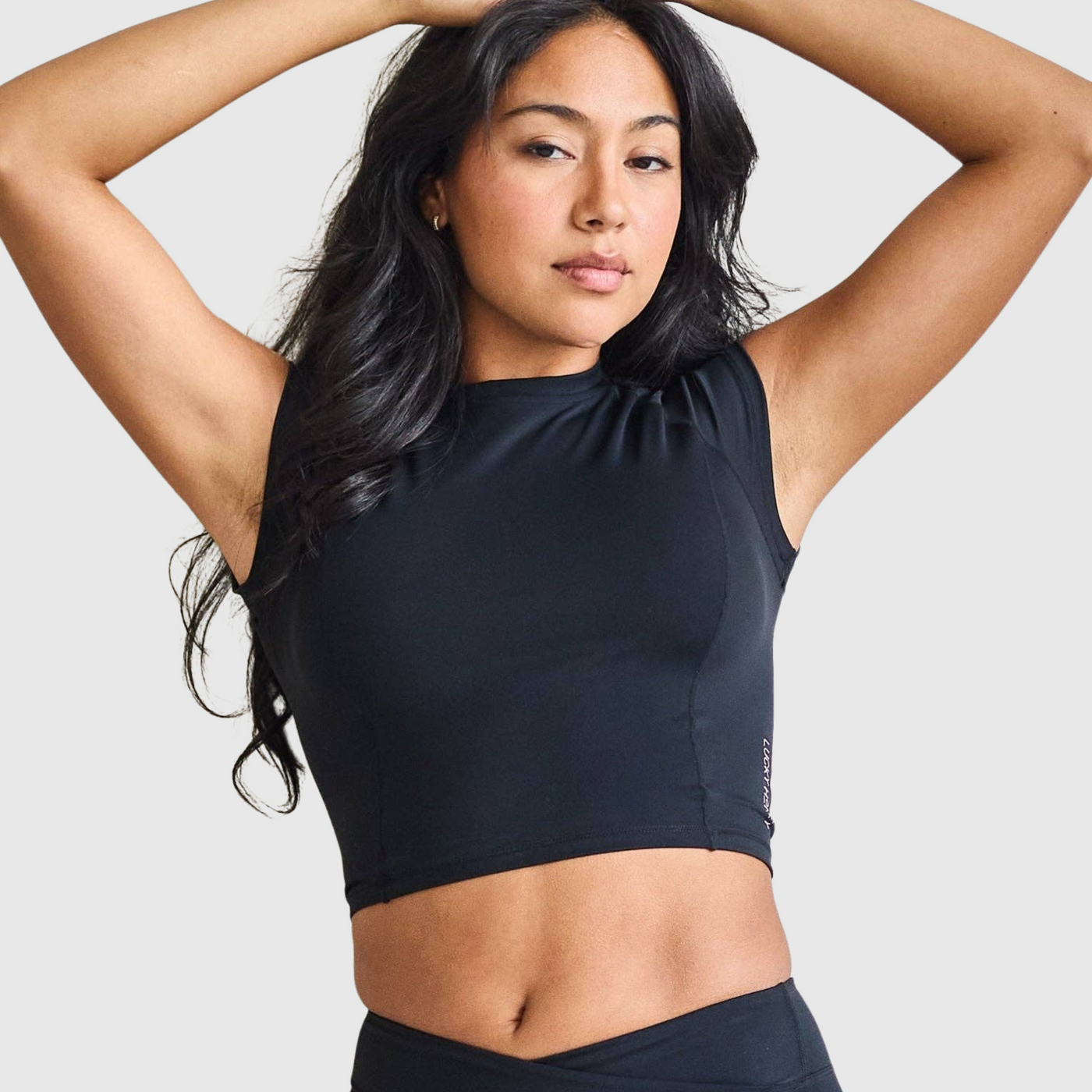 Luxe Compression Cropped Tee in Black