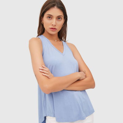 V-Neck Flowy Tank in Blue