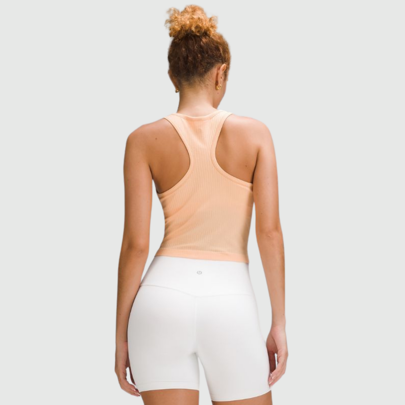 Ebb to Street Cropped Racerback Tank Top in Peach Bellini
