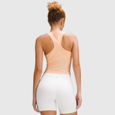 Ebb to Street Cropped Racerback Tank Top in Peach Bellini