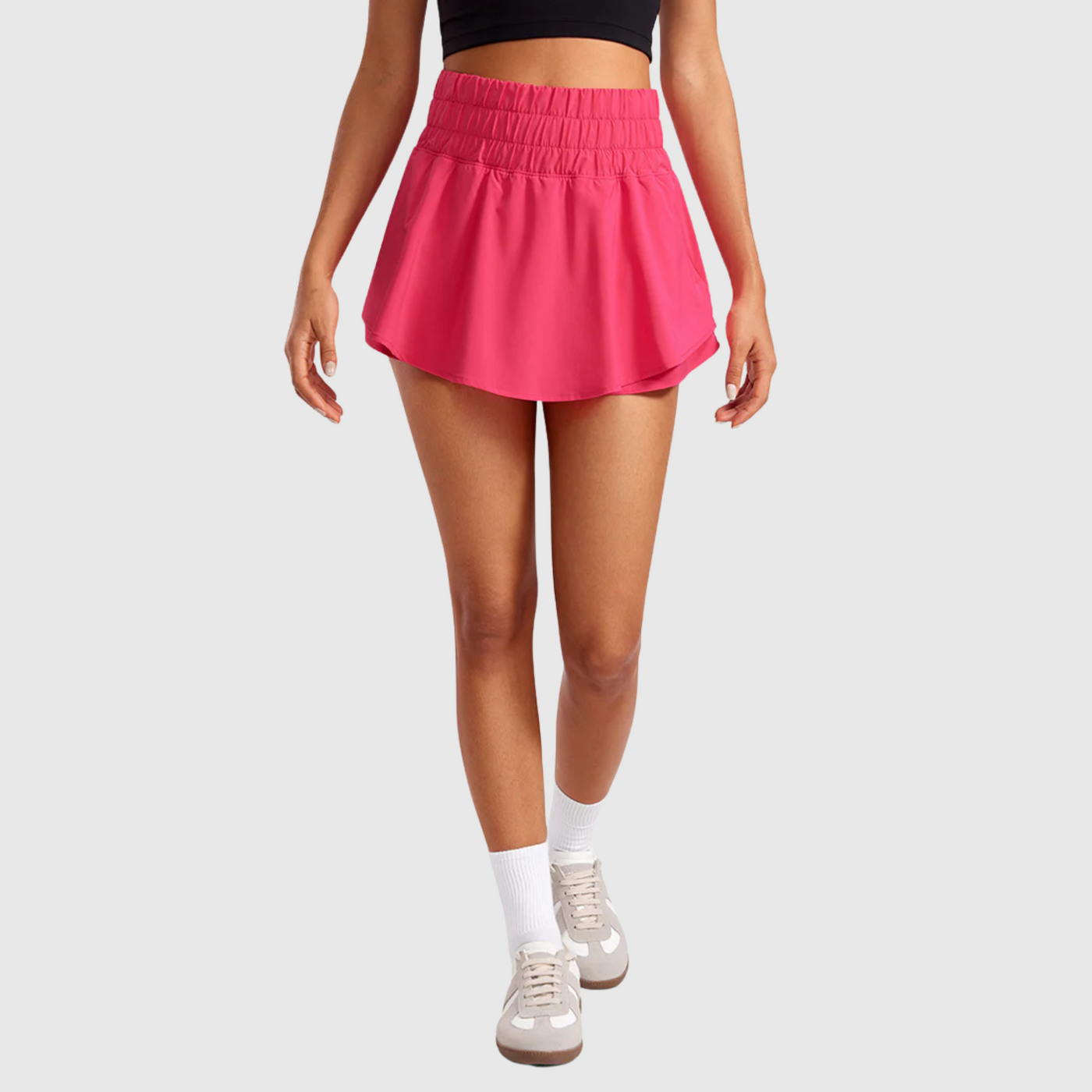 High Waisted 2 in 1 Flowy Shorts in Lip Gloss Pink
