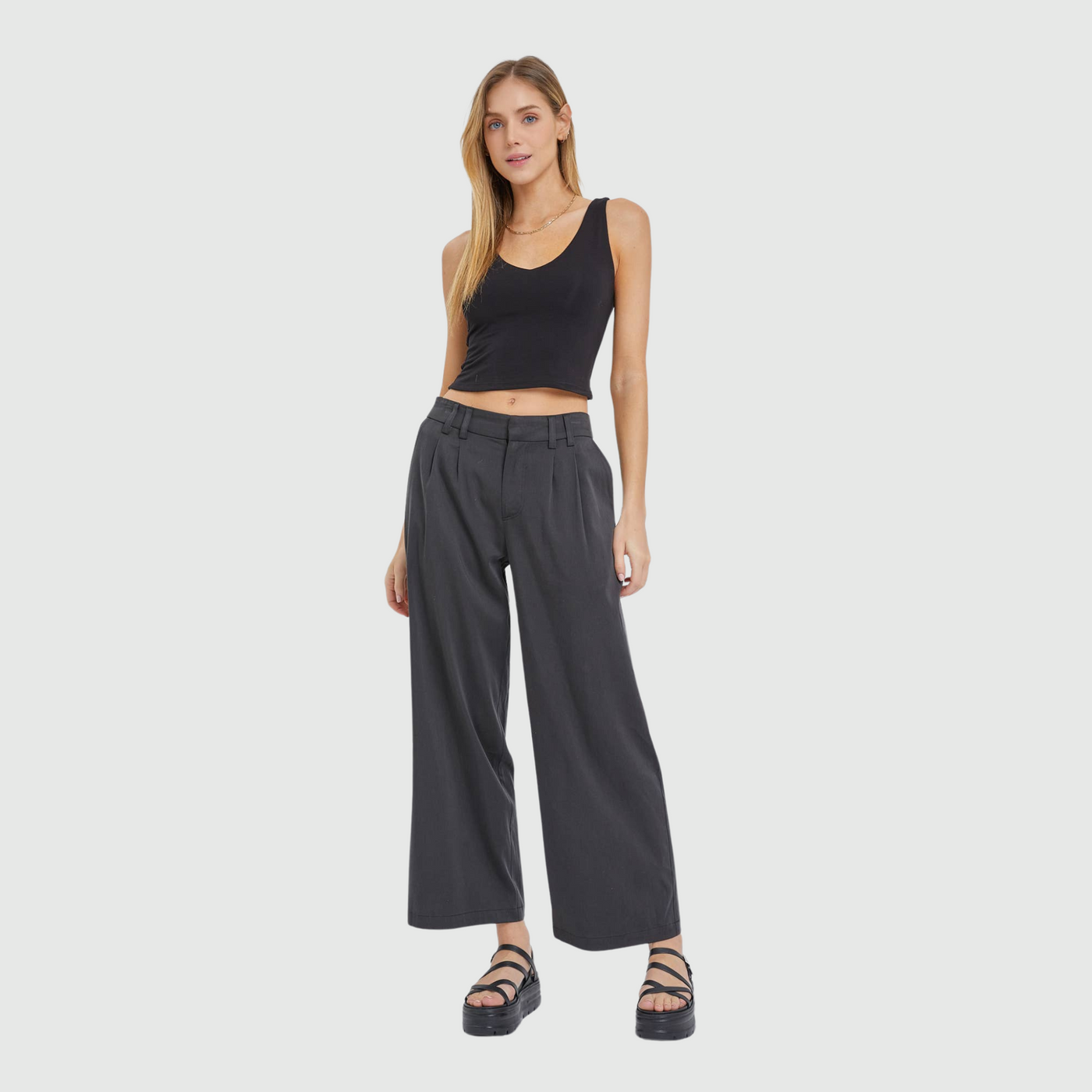 V-neck Crop Tank in Black