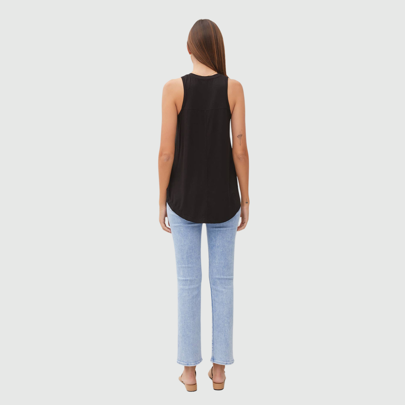 V-Neck Flowy Tank in Black