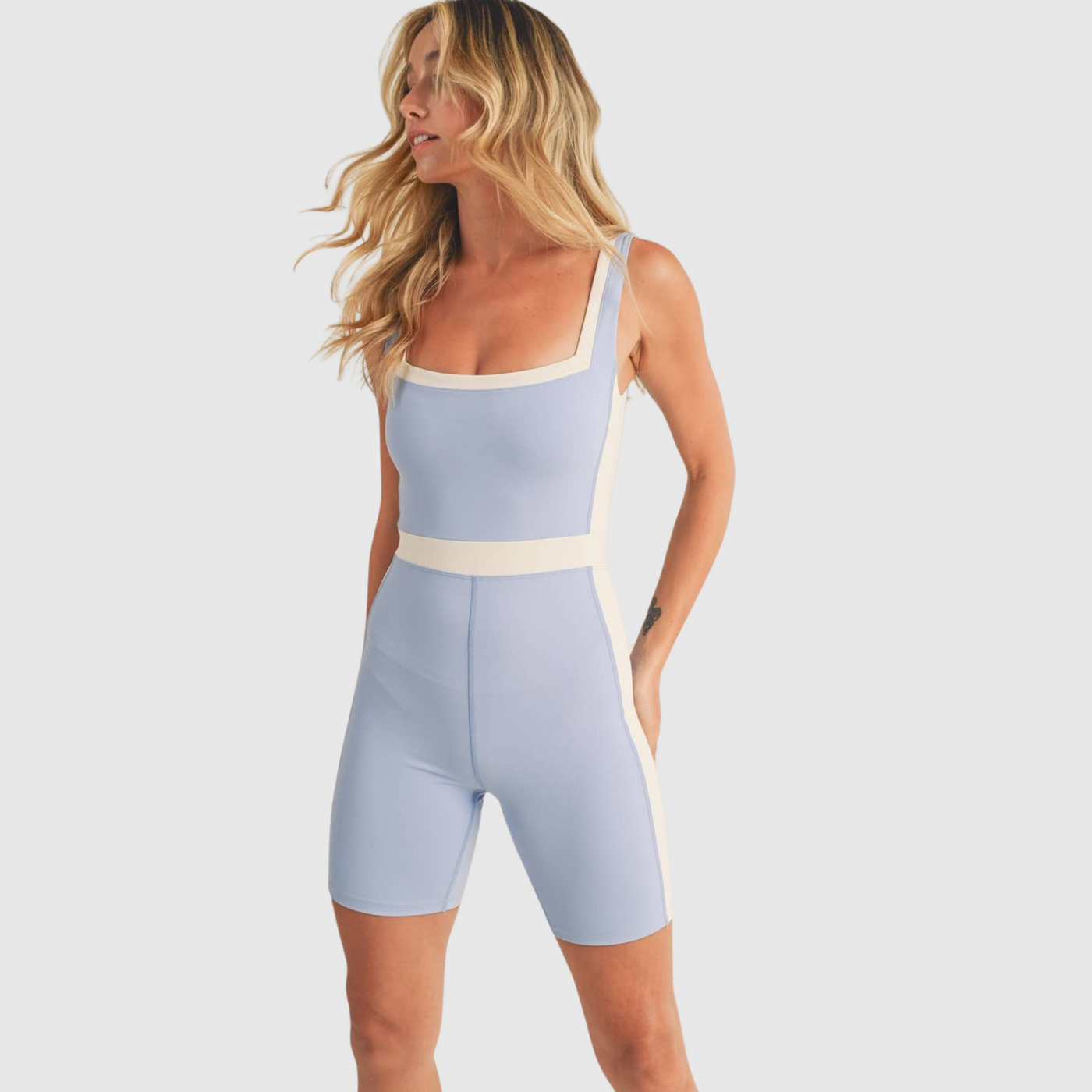 Color Block Romper in Blue