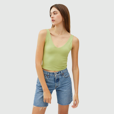 V-neck Crop Tank in Pea