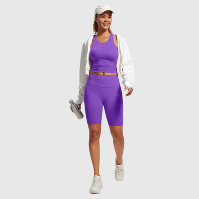 Ribbed High Neck Racerback in Royal Lilac