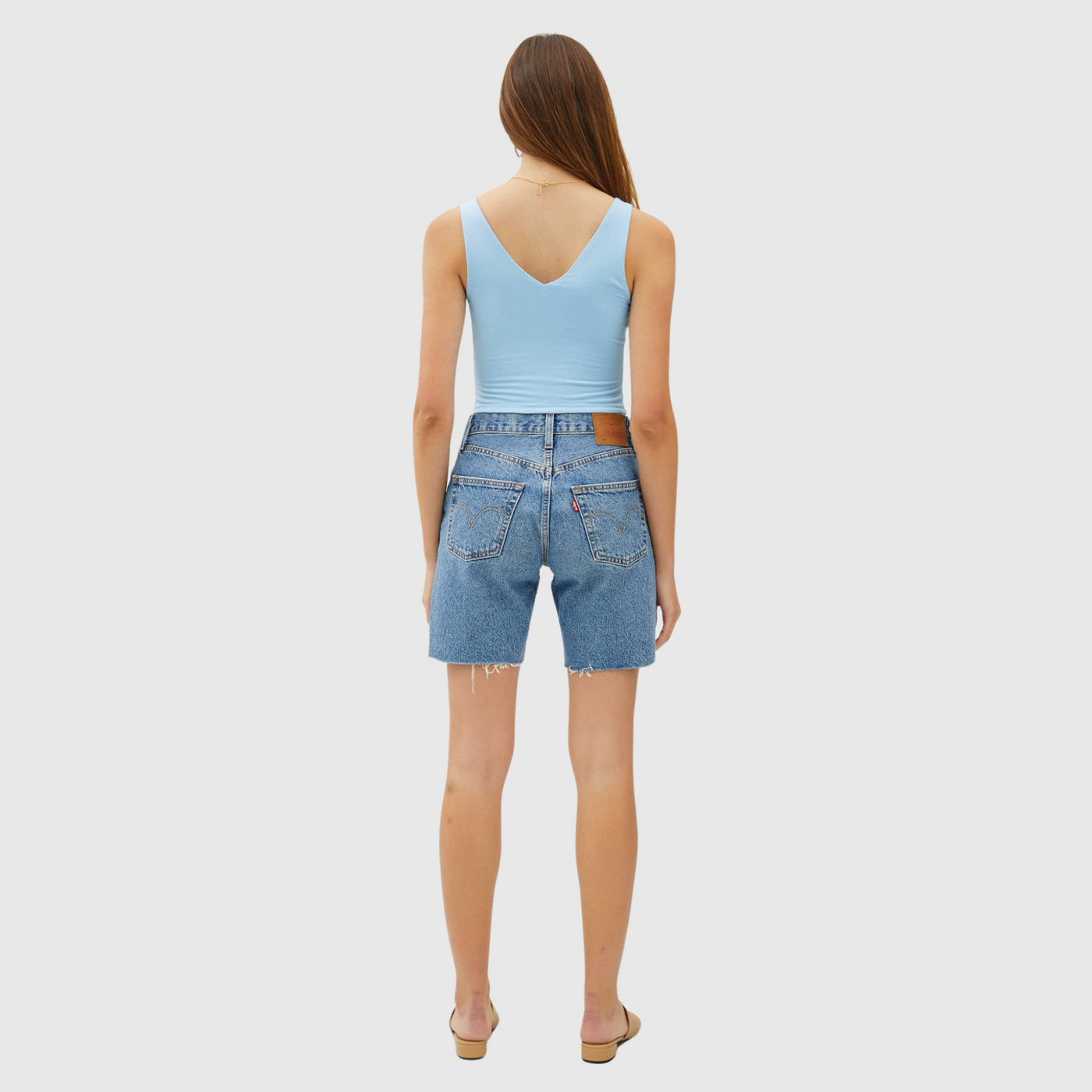 V-Neck Crop Tank in Sky