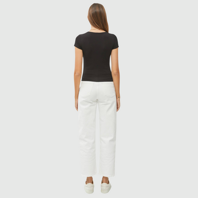 Square Neck Knit Tee in Black