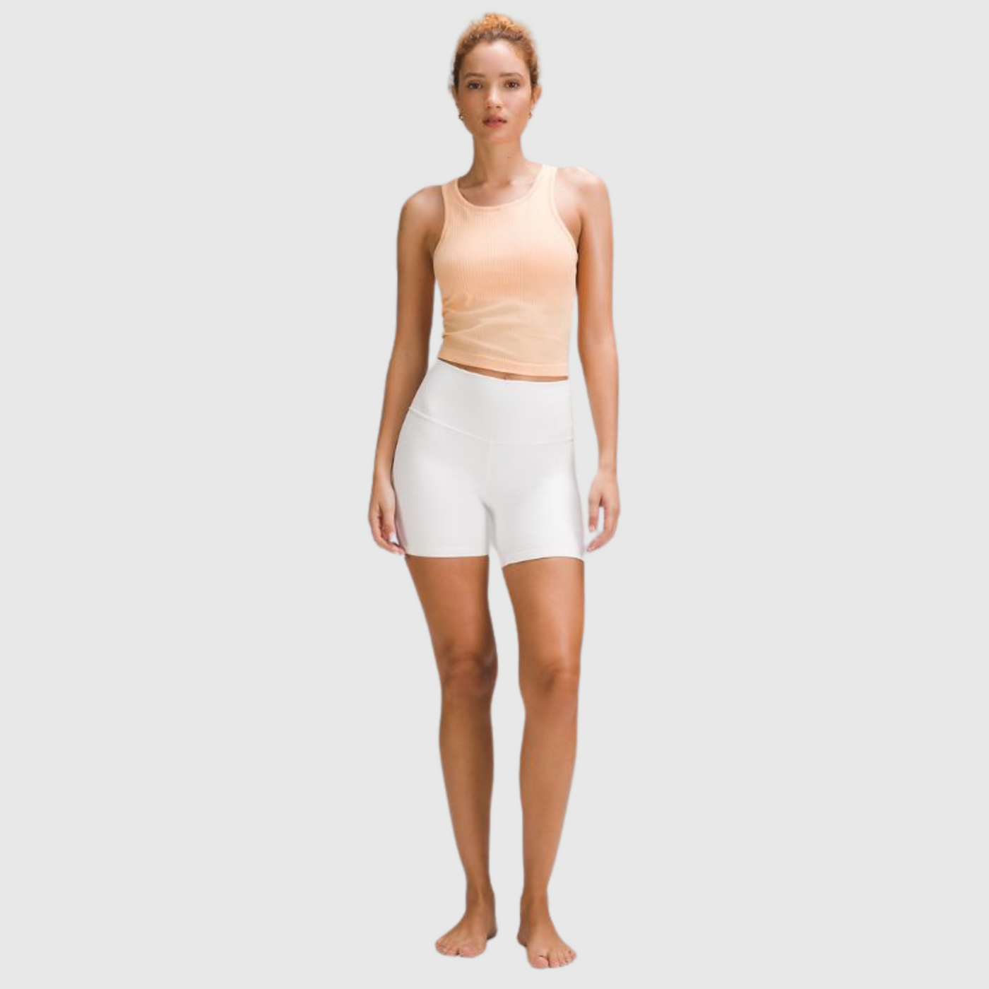 Ebb to Street Cropped Racerback Tank Top in Peach Bellini