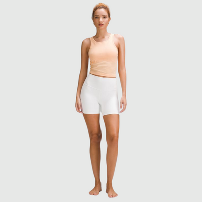 Ebb to Street Cropped Racerback Tank Top in Peach Bellini