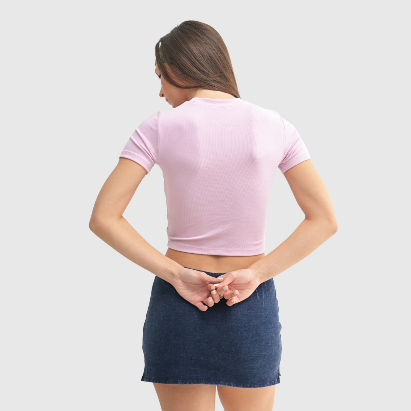 Ribbed Crop Tee in Lilac