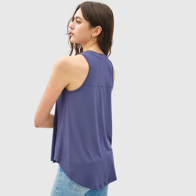 V-Neck Flowy Tank in Slate Blue