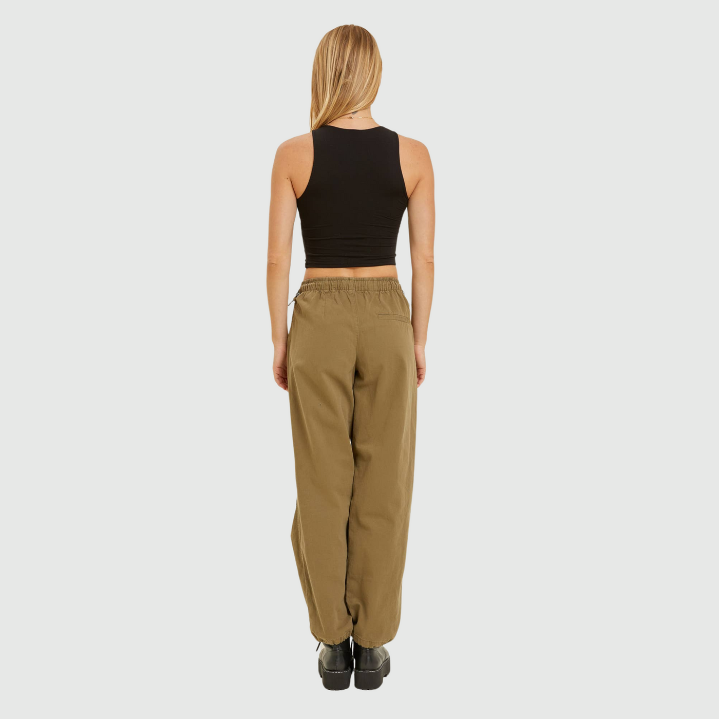 High Neck Cropped Tank in Black