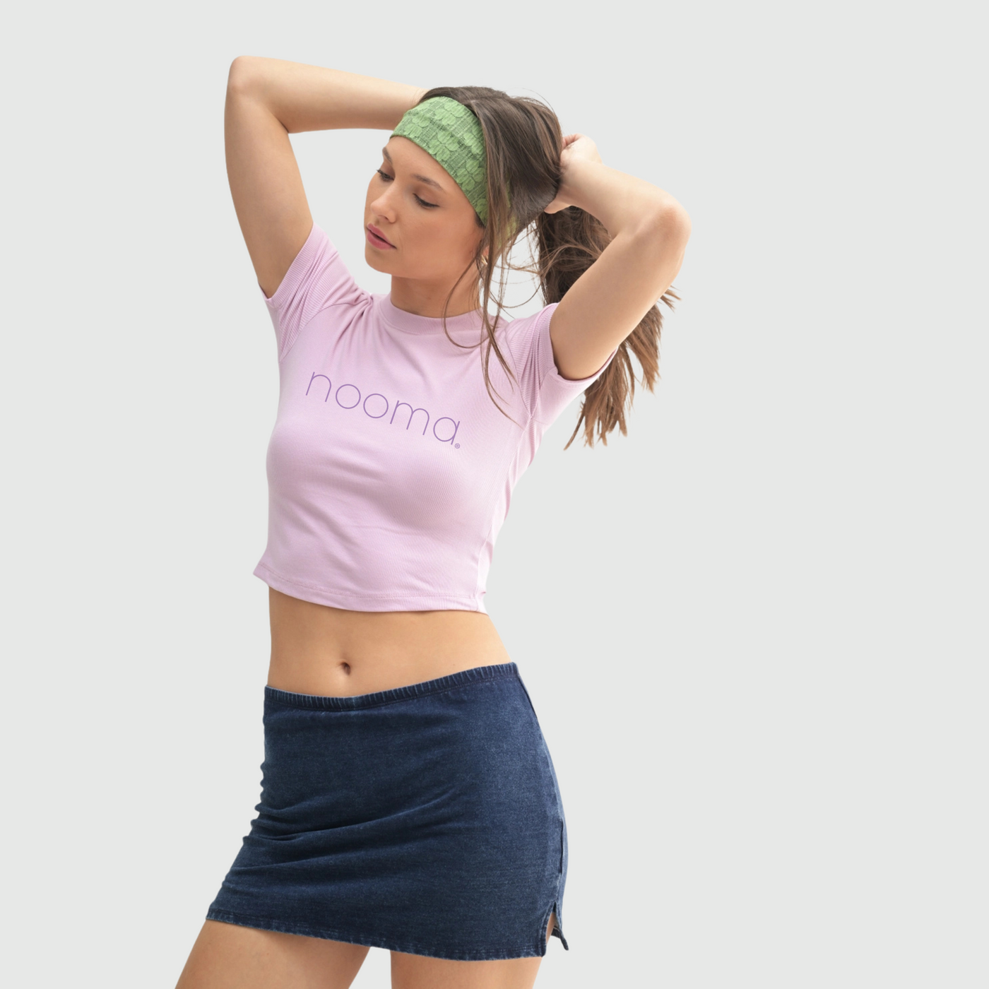 Ribbed Crop Tee in Lilac