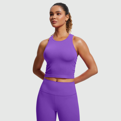 Ribbed High Neck Racerback in Royal Lilac