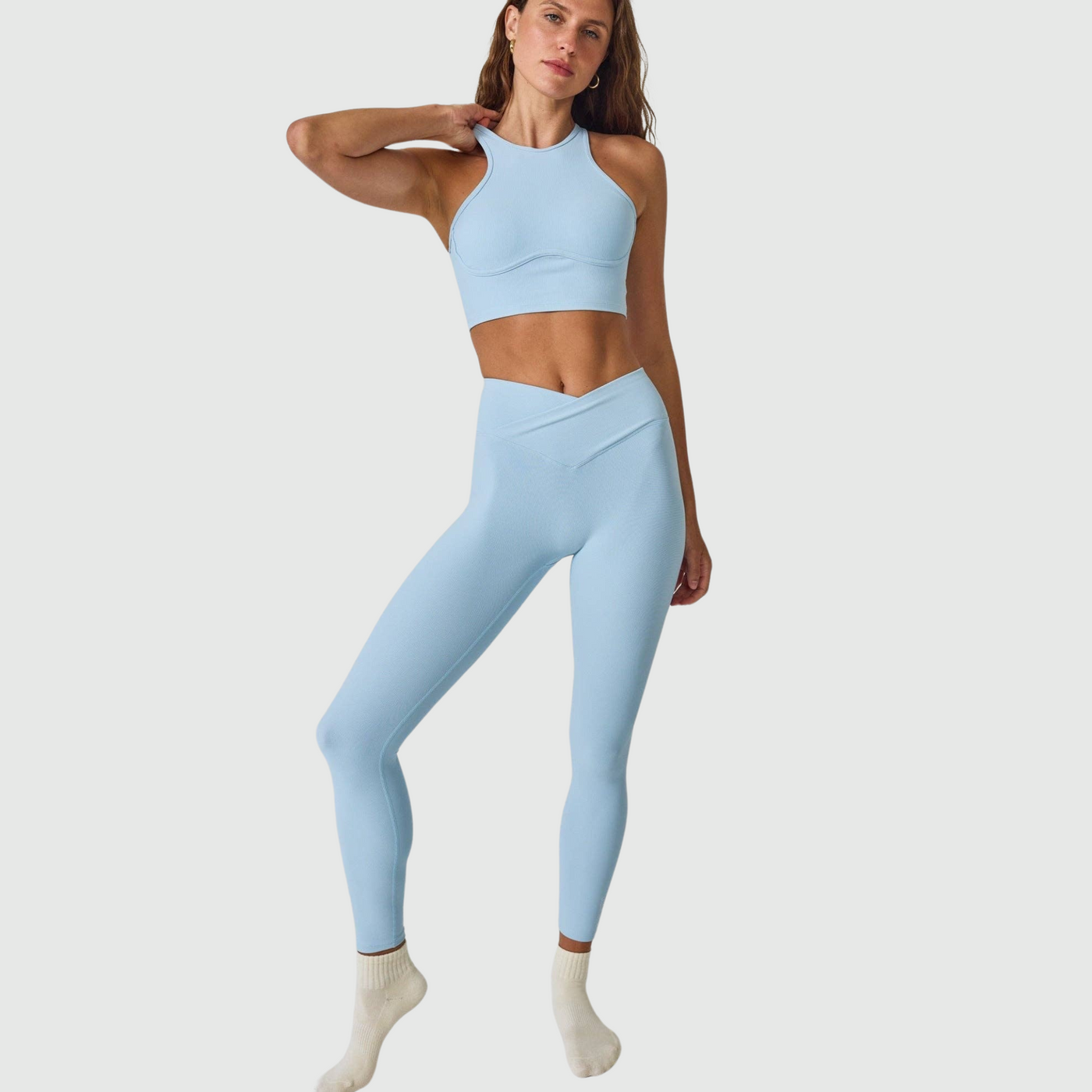 Ribbed Racer Crop in Opal