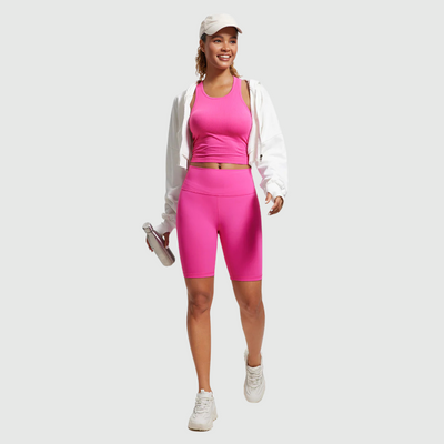 Ribbed High Neck Racerback in Hibiscus Purple