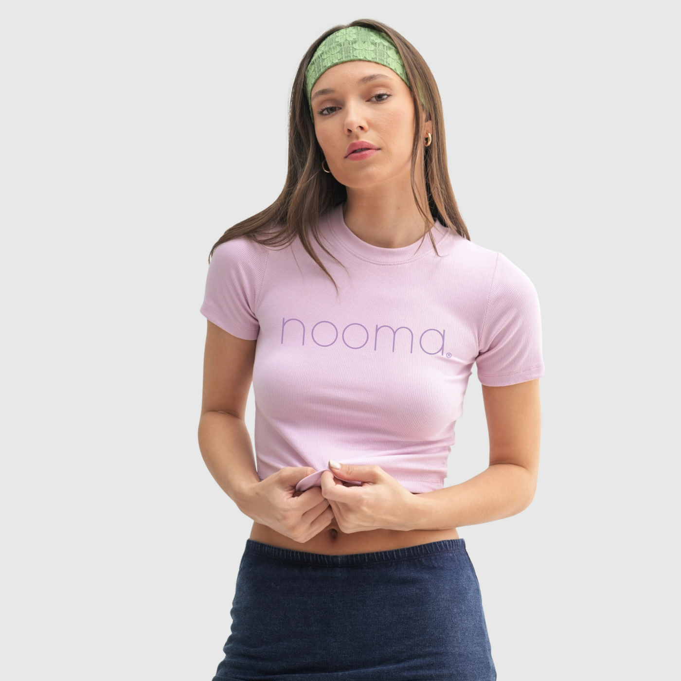 Ribbed Crop Tee in Lilac