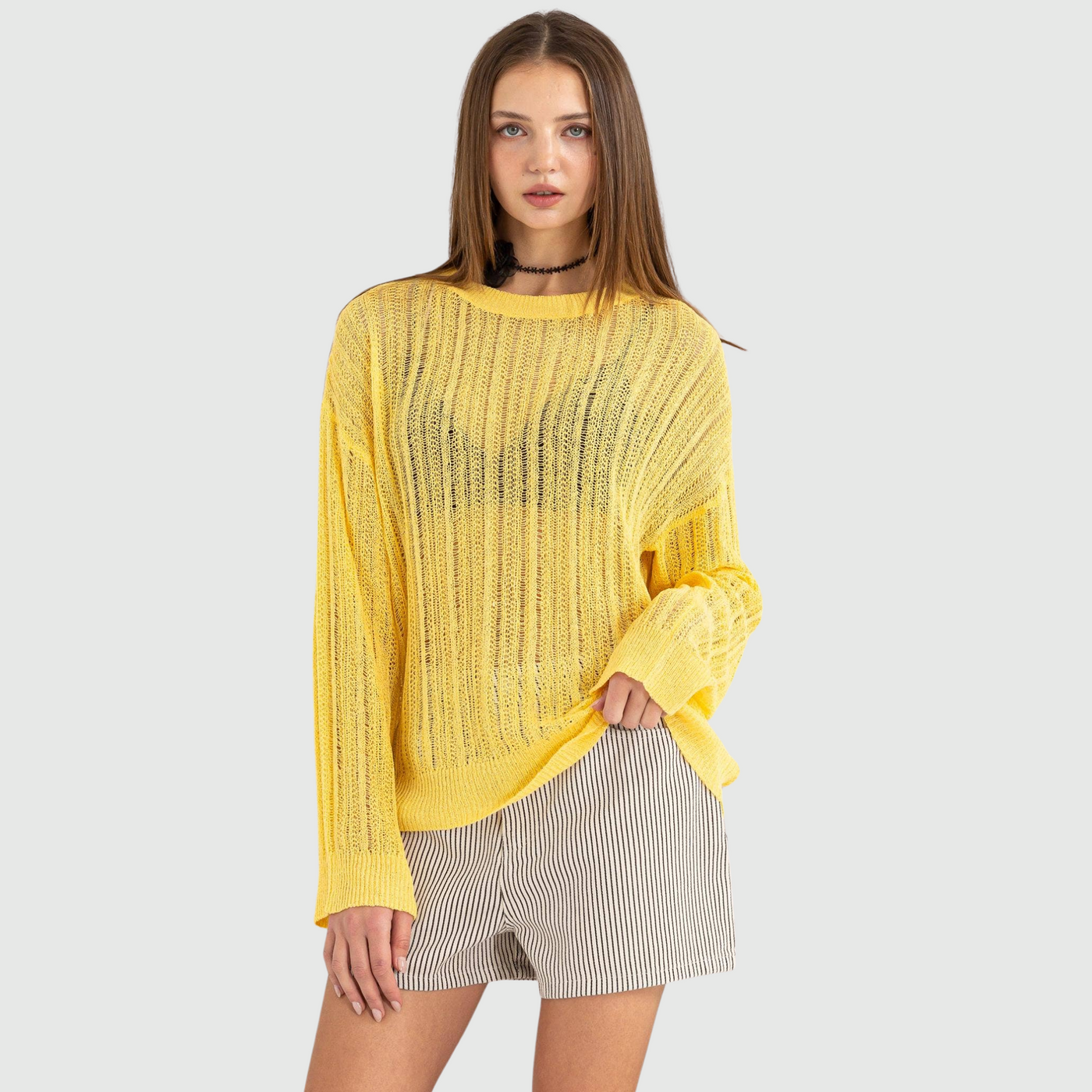 Drop Shoulder Sweater in Pineapple