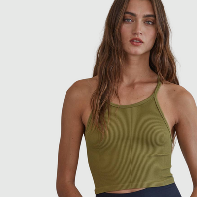 Knock Out Halter Tank Top in Burnt Olive
