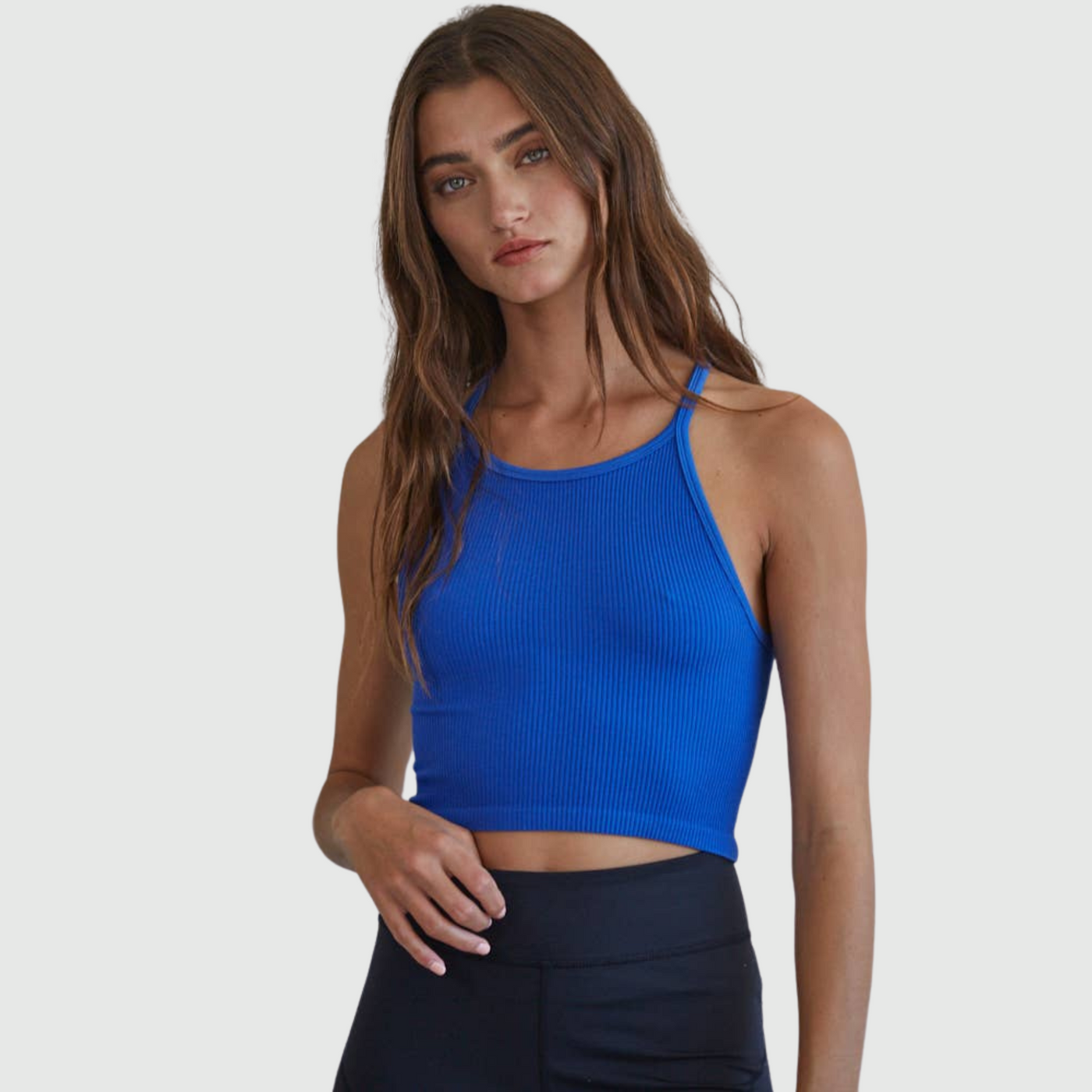 Knock Out Halter Tank Top in Royal Blue