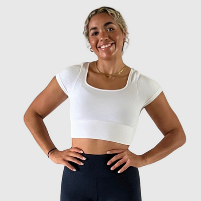 Cap Sleeve Square Neck Crop in White