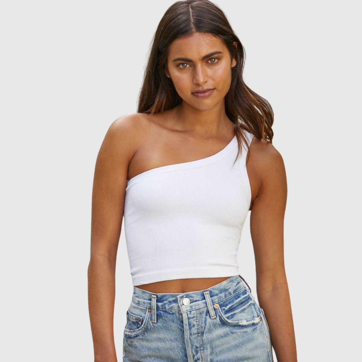 One Shoulder One-of-a-Kind Top in White